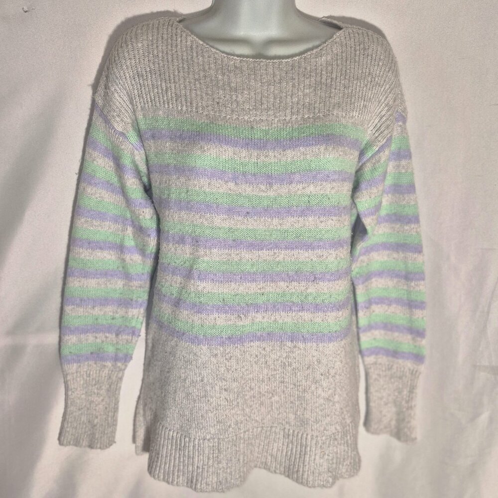 LOFT striped knit sweater in pastels. size Small